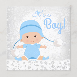 Blue Snowflake Winter Wonderland Baby Shower Invitation