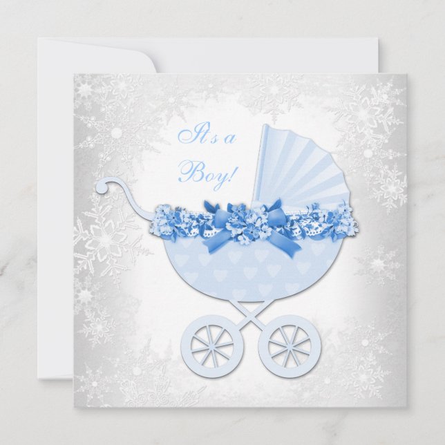 Blue Snowflake Winter Wonderland Baby Shower Invitation (Front)