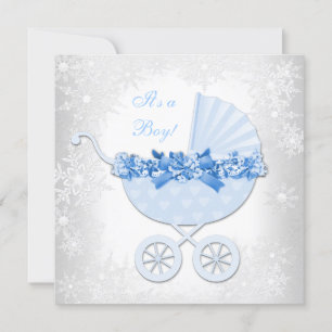 Blue Snowflake Winter Wonderland Baby Shower Invitation