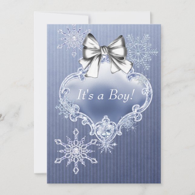 Blue Snowflake Winter Wonderland Baby Shower Invitation (Front)