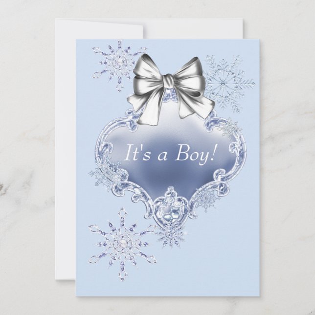 Blue Snowflake Winter Wonderland Baby Shower Invitation (Front)