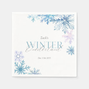 Blue Snowflake Winter Wonderland First Birthday  Napkin