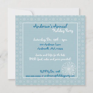Blue Snowflake Wonderland Party Invitations
