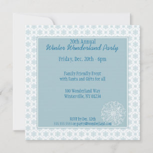 Blue Snowflake Wonderland Party Invitations