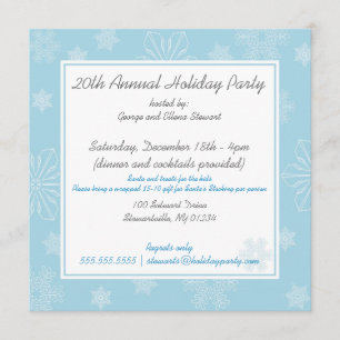 Blue Snowflake Wonderland Party Invitations