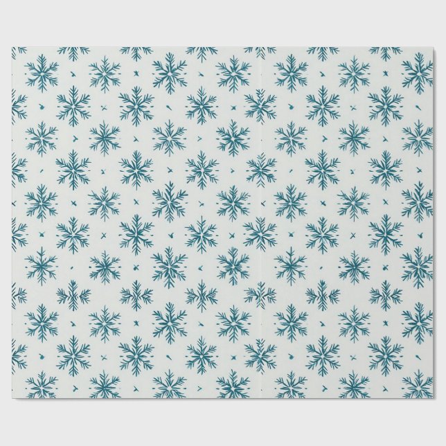 Blue Snowflake Wrap For Winter Holiday Presents Wrapping Paper (Flat)