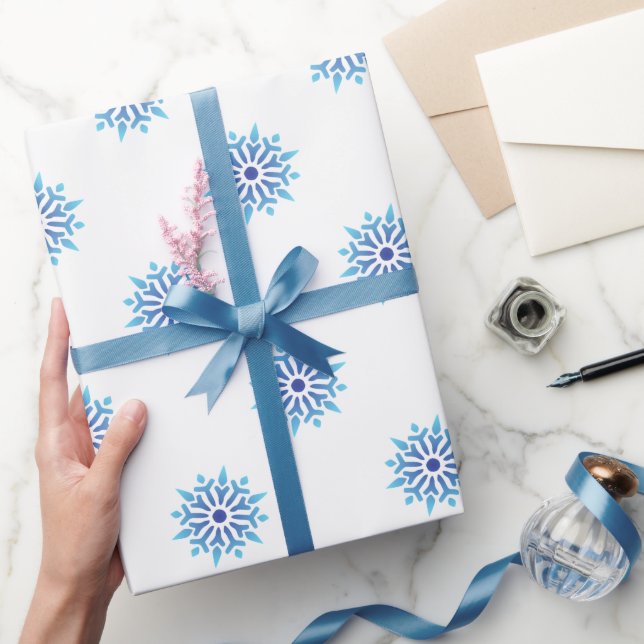 Blue Snowflake Wrapping Paper (Gifting)