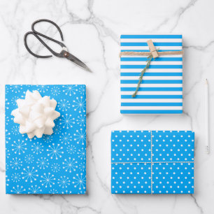 Blue Snowflake Wrapping Paper Sheet
