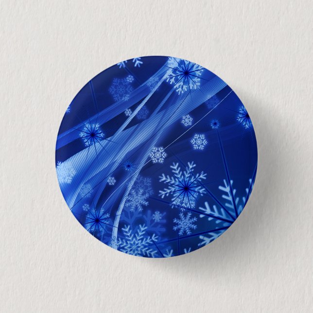 Blue Snowflakes 1 Inch Round Button (Front)