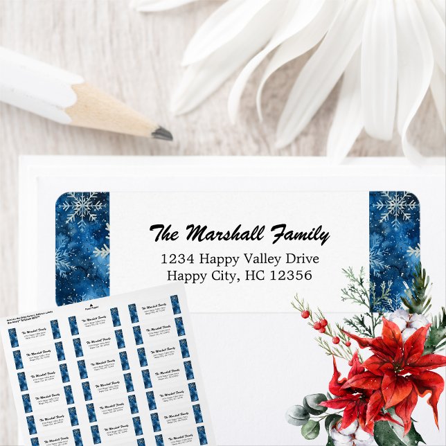 Blue Snowflakes Adresse de retour (Blue Snowflakes Return Address label)