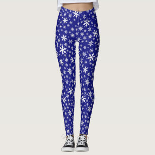 Blue Snowflakes All-Over Print Leggings
