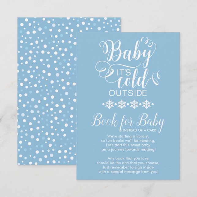 Blue Snowflakes Apportez un livre pour la carte bé (Devant / Derrière)
