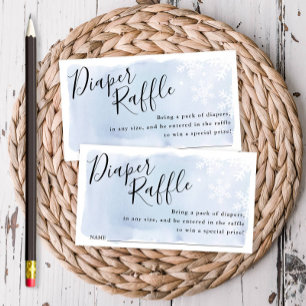 Blue Snowflakes Baby Shower Raffle Ticket Enclosure Card