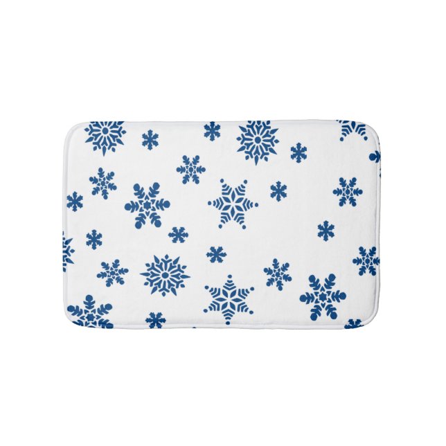 Blue Snowflakes Bath Mat (Front)