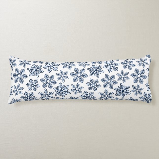 Blue snowflakes body pillow (Front)