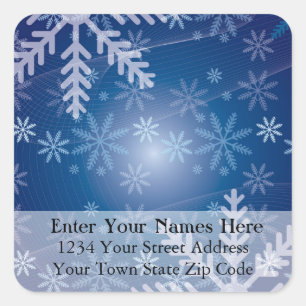 Blue Snowflakes Christmas Address Label
