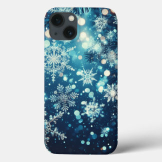 Blue Snowflakes Christmas iPhone 13 Case