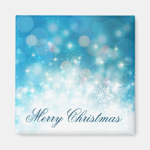 Blue Snowflakes Christmas Holiday Magnet