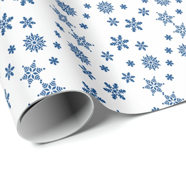 Blue Snowflakes Christmas Holiday Wrapping Paper (Roll Corner)