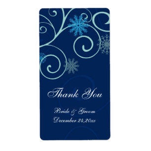 Blue Snowflakes Christmas Wedding Labels