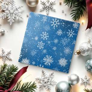 Blue Snowflakes Classic Winter White Snow Tile