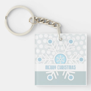 Blue Snowflakes Contemporary Keychain