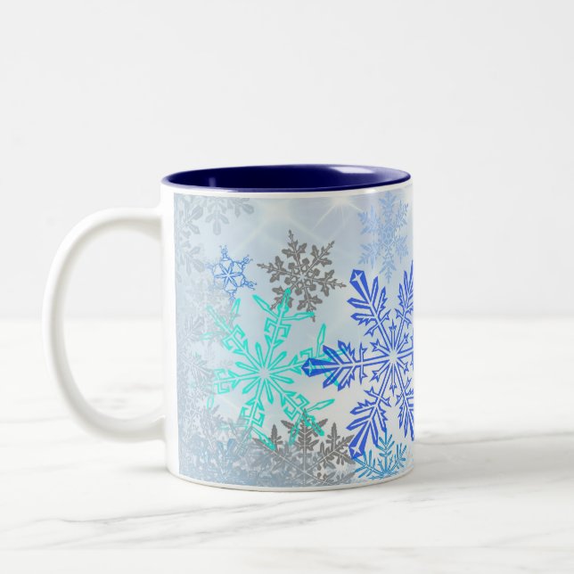 Blue Snowflakes Design Coffee Mug (Left)