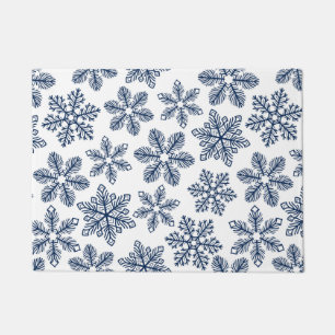 Blue snowflakes doormat