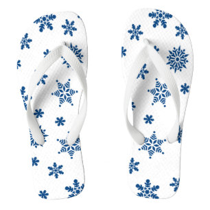Blue Snowflakes Flip Flops