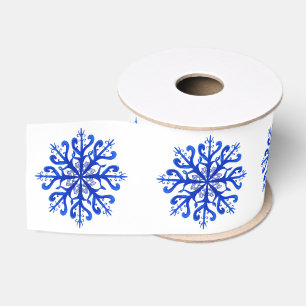 Blue Snowflakes Grosgrain Ribbon