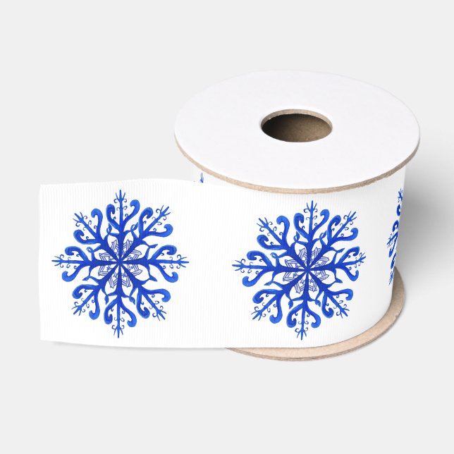 Blue Snowflakes Grosgrain Ribbon (Spool)