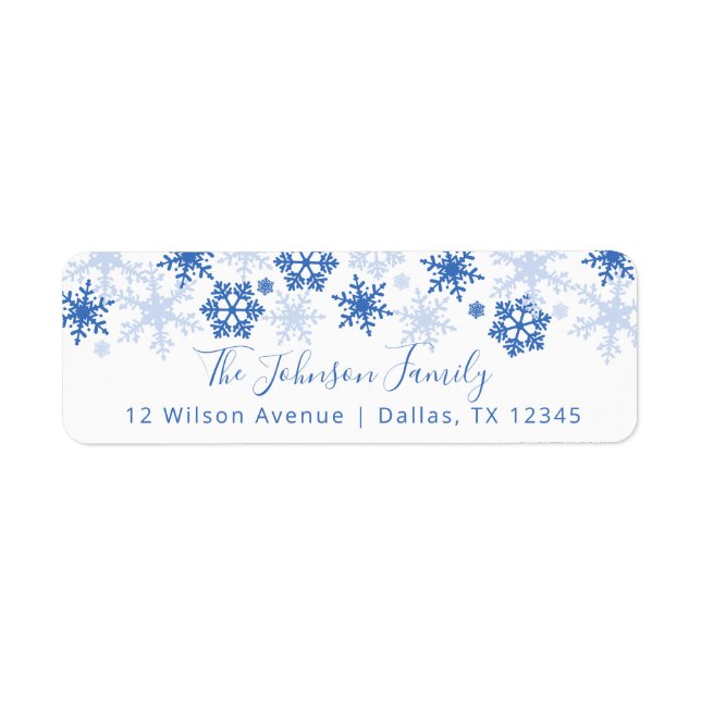 Blue Snowflakes Holiday Adresse de retour (Devant)