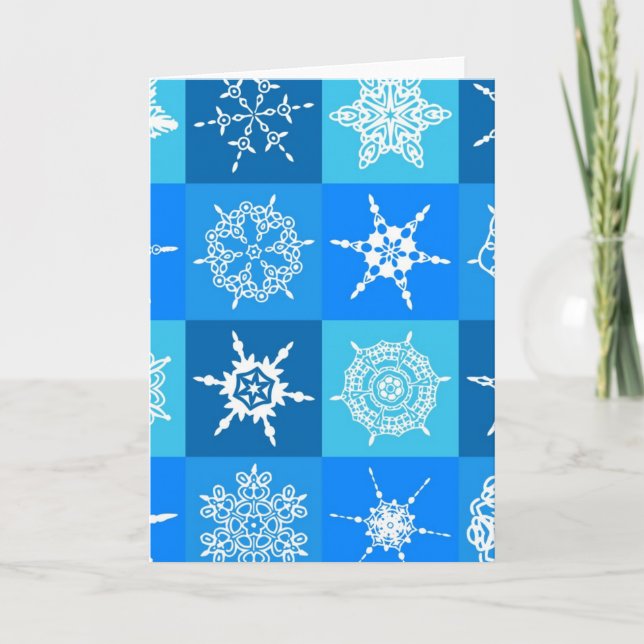 Blue Snowflakes Holiday Card (Front)