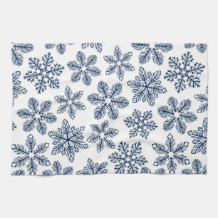 Blue snowflakes kitchen towel