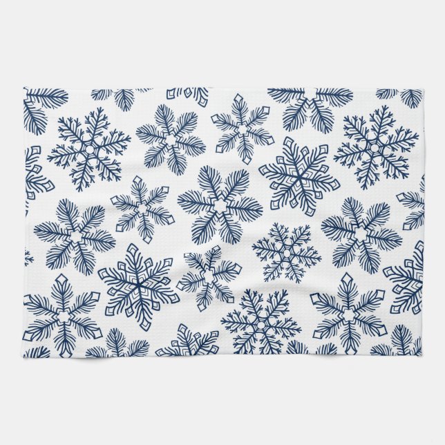 Blue snowflakes kitchen towel (Horizontal)