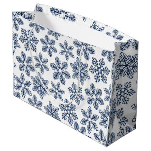 Blue snowflakes large gift bag
