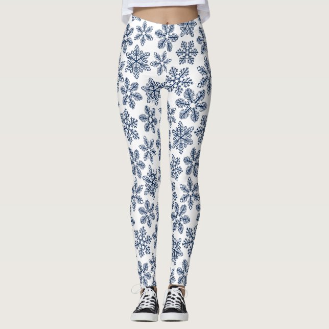 Blue snowflakes leggings (Front)