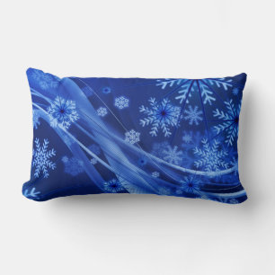 Blue Snowflakes Lumbar Pillow