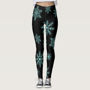 Blue Snowflakes on black Leggings