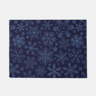 Blue Snowflakes on blue Doormat