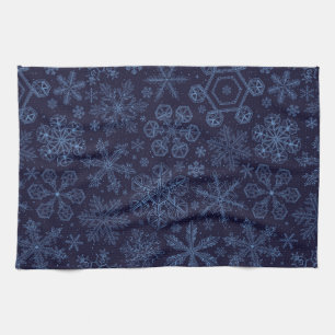 Blue Snowflakes on blue Kitchen Towel