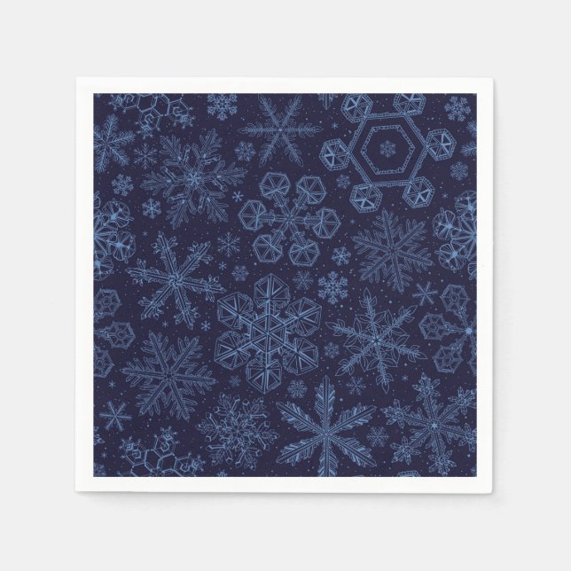 Blue Snowflakes on blue Napkin (Front)
