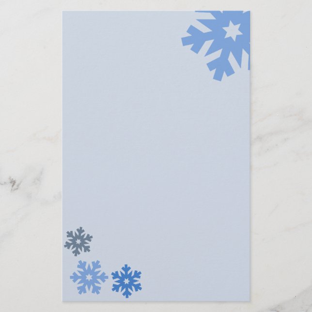 Blue Snowflakes on Pink Background Stationery (Front)