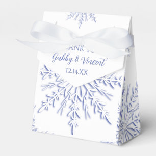 Blue Snowflakes on White Winter Wedding Favor Box