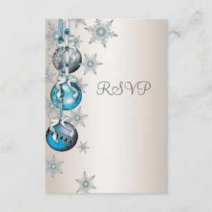 Blue Snowflakes Ornaments Christmas Party RSVP