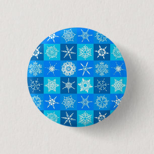 Blue Snowflakes Pattern 1 Inch Round Button