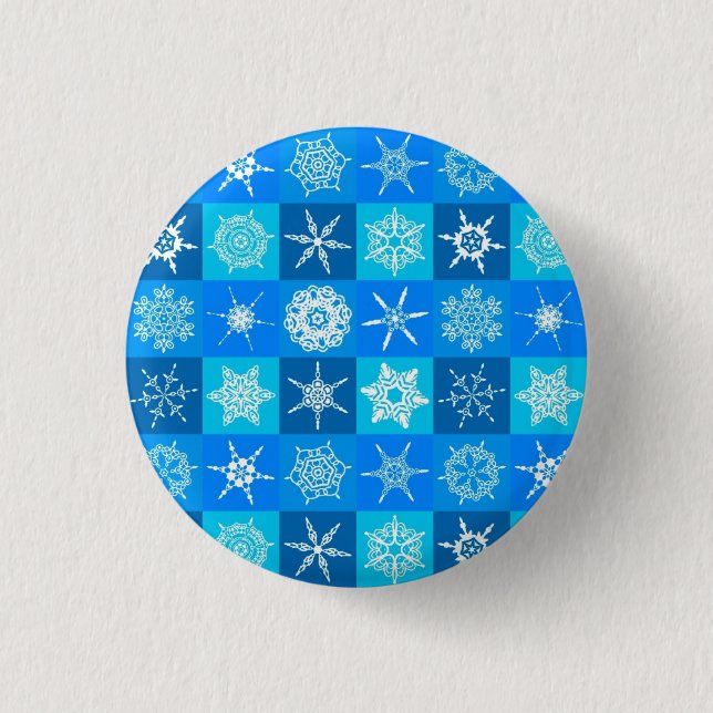 Blue Snowflakes Pattern 1 Inch Round Button (Front)