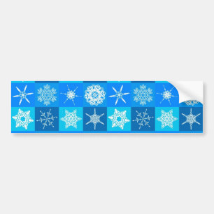 Blue Snowflakes Pattern Bumper Sticker
