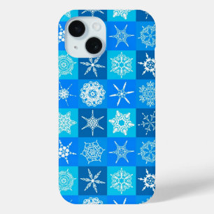 Blue Snowflakes Pattern iPhone 15 Case