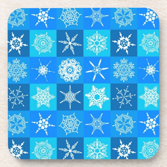 Blue Snowflakes Pattern Coaster (Front)